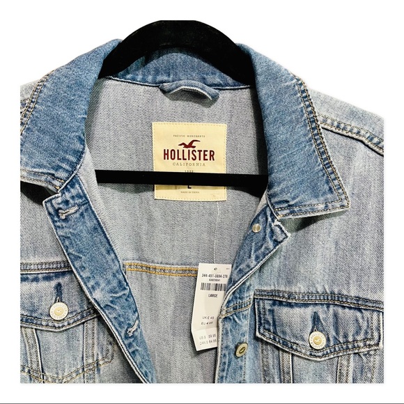 Hollister Distressed Denim Jacket – Size Large - Picture 3 of 6